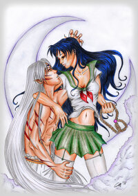 Fanart: sesshoumaru x kagome _colored