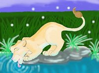 Fanart: Auch Löwen haben durst