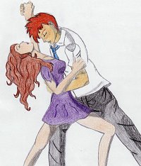 Fanart: Ron und Hermine tanzen Tango in Farbe