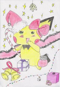 Fanart: Pichu sagt euch Frohe Weihnachten