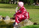 Cosplay-Cover: Sakura im roten Yukata