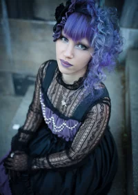 Cosplay-Cover: Gathered Chiffon Frill [Black x Iris]